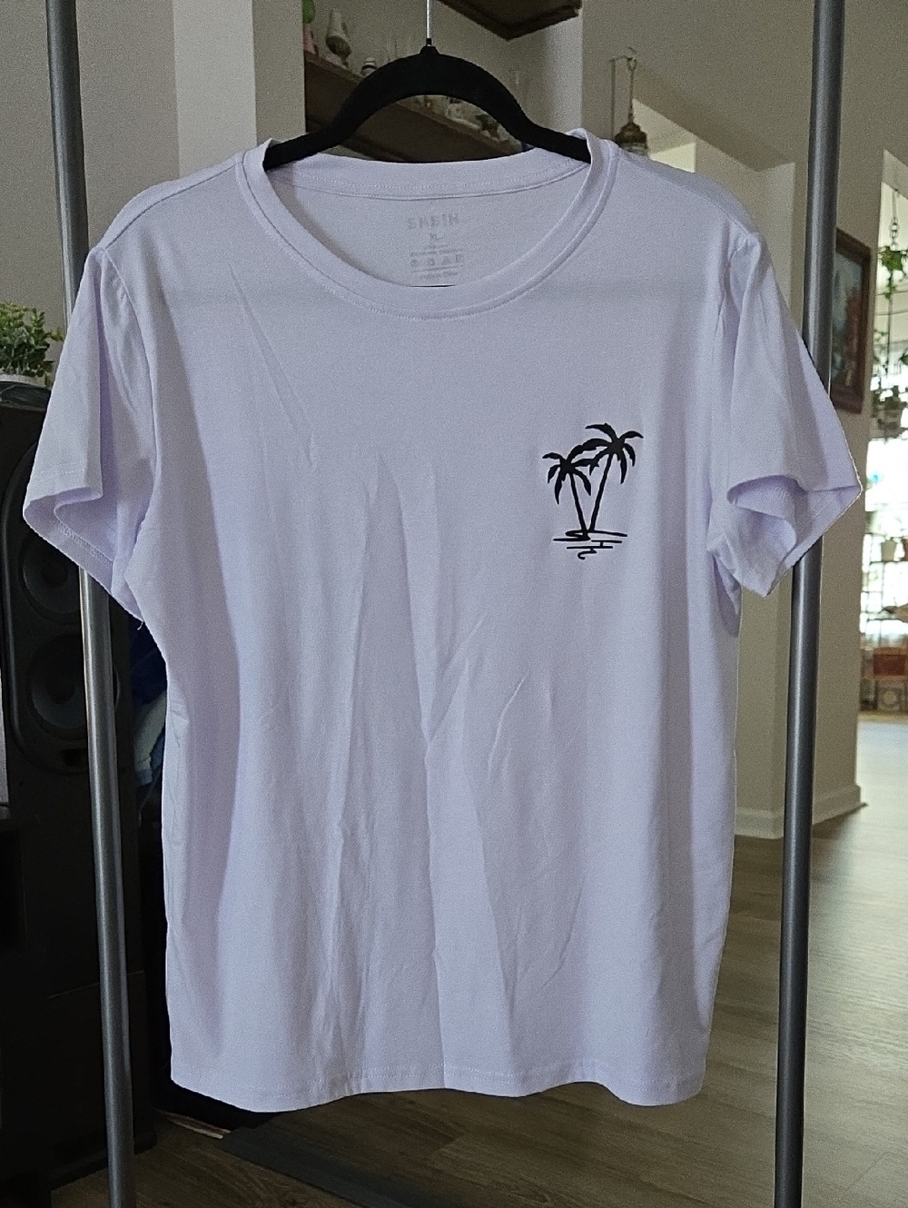 SHEIN White Short Sleeve Tee with Palm Trees